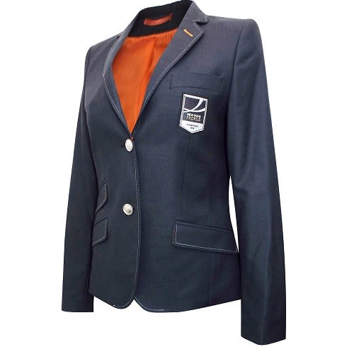 Wool Blend Contrast Stitch Badge Blazer Jacket