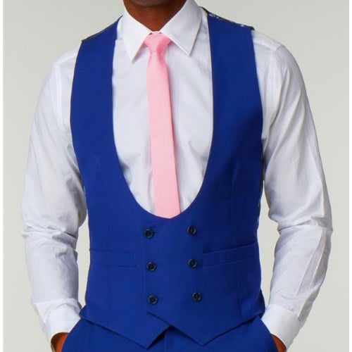 Men's Double Breasted Waistcoat  - Royal Blue