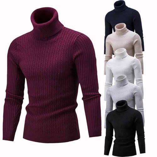 Autumn Winter High Neck Thick Turtleneck Sweater For Men- 3pieces