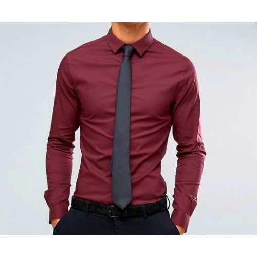 Men's FormaL Shirt With Matching Tie  - Wine & Black