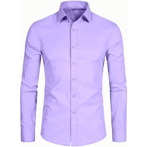 Men's Formal Dress Shirt With Matching Tie  - Light Purple & Deep Purple
