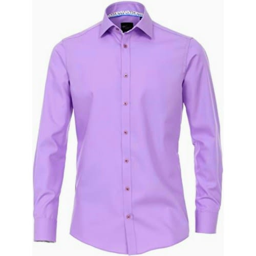 Men's Long Sleeve Shirt With Matching Tie  - Light Purple / Wine