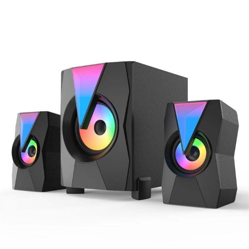 Wooden Multimedia Subwoofer Bluetooth Audio System With Rgb Lights