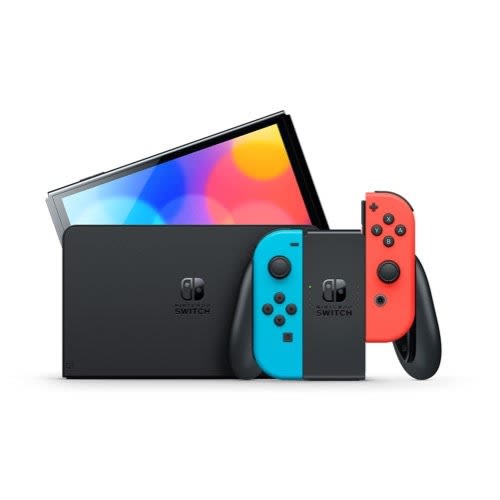 Switch Oled Model - Neon Blue And Red Joy-con - Black Dock - 2021