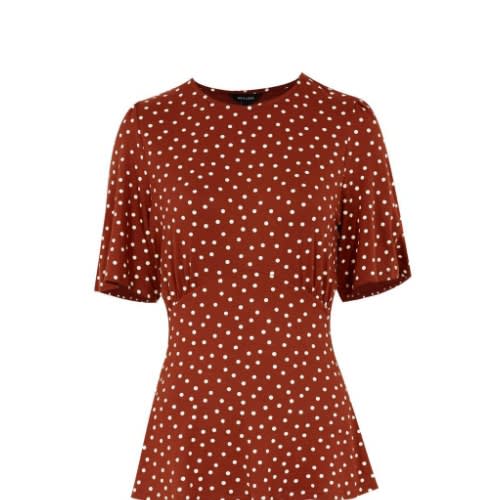 Spot Flutter Sleeve Blouse