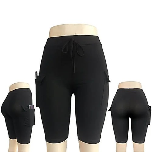 Ladies Shorts With Side Pocket - Black