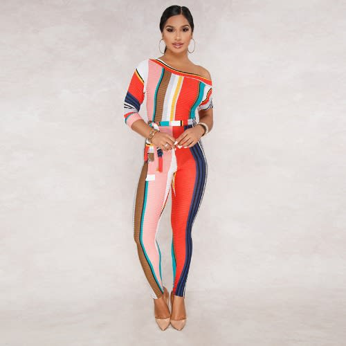Striped Long Sleeve Jumpsuit