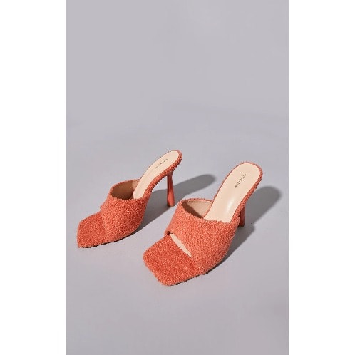 Orange Borg Square Toe Heeled Mules
