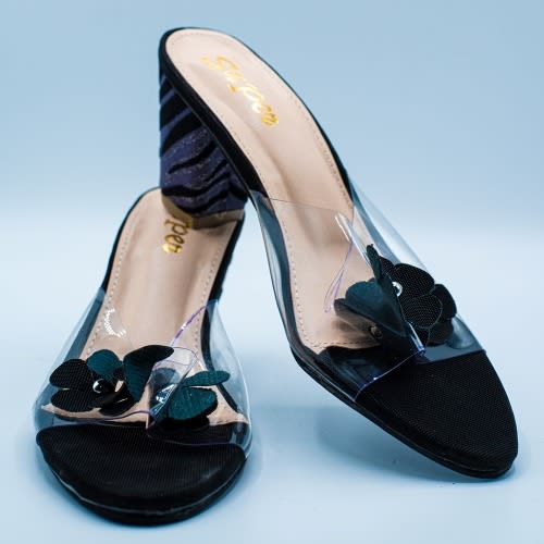 Women's Heeled Slippers - Black