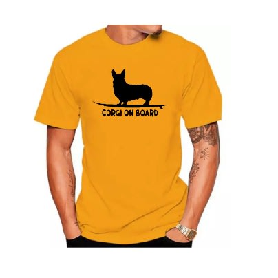 Corgi On Board Print T-shirt - Yellow