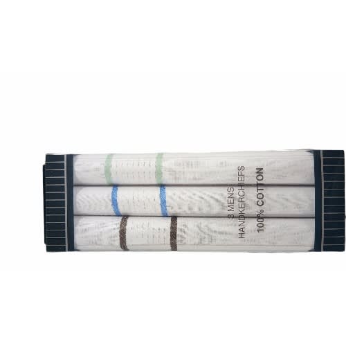 Men's White Handkerchiefs - 3 Pcs 100% Cotton