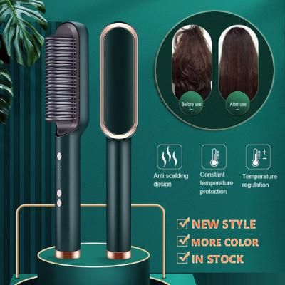 2 In 1 Hair Straightener Electric Hair Brush AU-Red