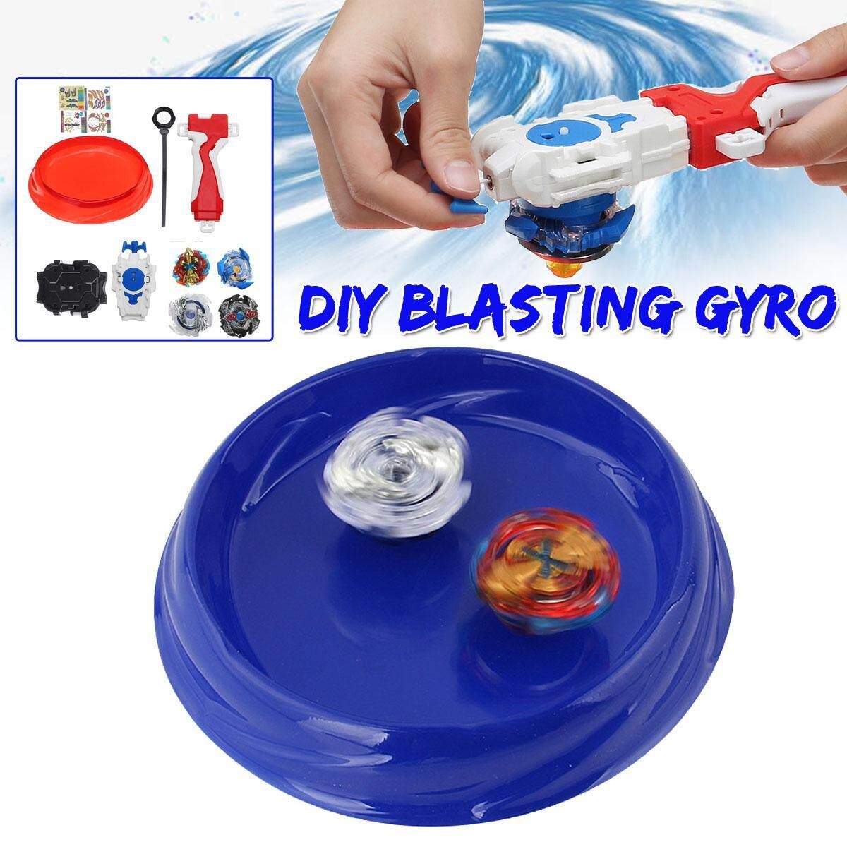 DIY Gyro With Competitive Battle Wheel Toy Handle Launch Combination Blue