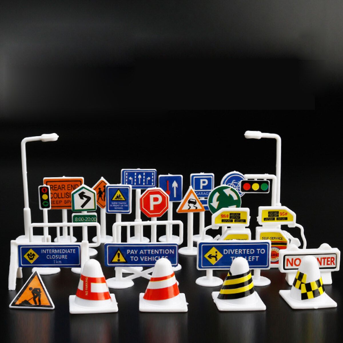 Children Dinosaur City Map Model Toy Indoor Crawling Mat Game Pad 83*57CM 28 X Traffic Road Sign B
