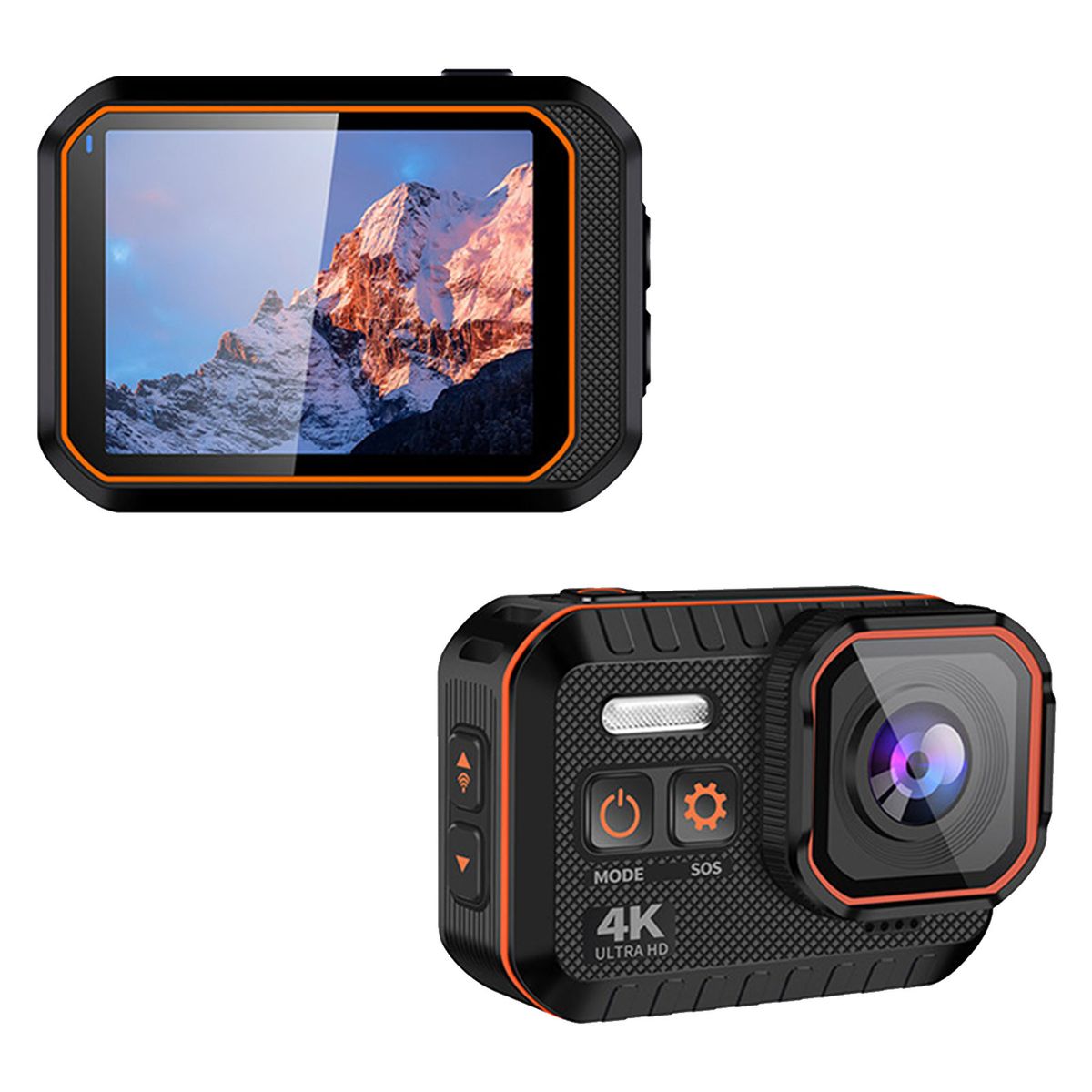 Waterproof Action Camera 5M Waterproof 170 Degrees Wide-Angle Wifi Sports Camera 20MP Photos 1080p Live Streaming 2 Rechargeable Black