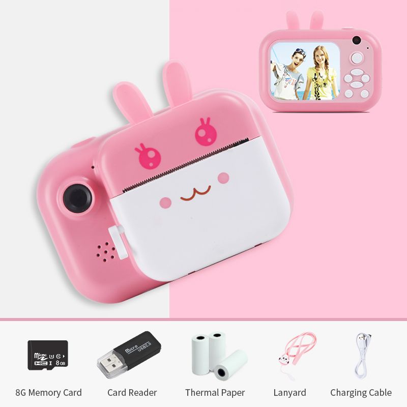 Instant Print Kids Camera Digital Camera HD 1080P For Boys Girls Toy One-click Printing Children Camera With Thermal Photo Paper With 8G Card