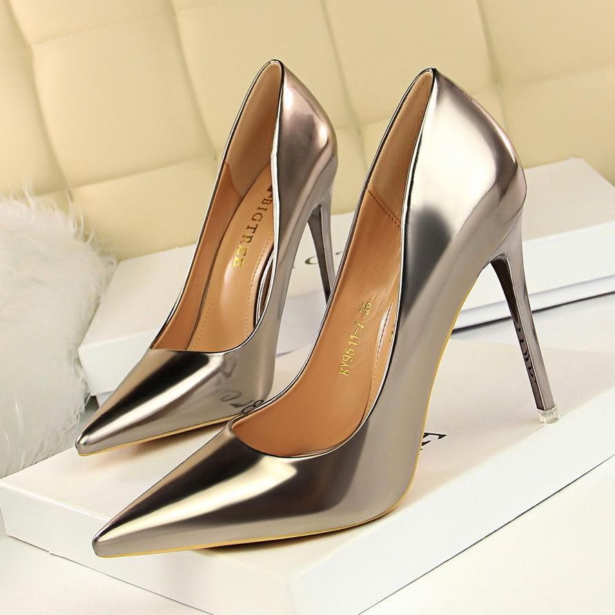 Women's High Heels 7.5CM Metal Heel Pointed Toe High Heels Bronze