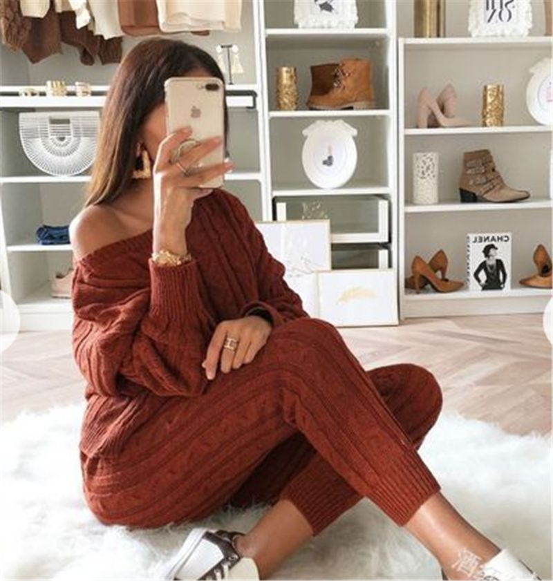 Retro Hot 2019 New Ladies Women's Suit Summer Sweater Joggers Plain Lounge Wear Tracksuit Lounge Wear Casual Loose Solid Sets（#E）