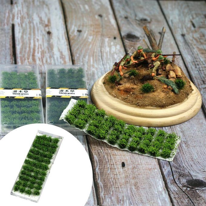 40 PCS Grass Tufts Sheets Self Adhesive Tuft Sheet Model Dark Green