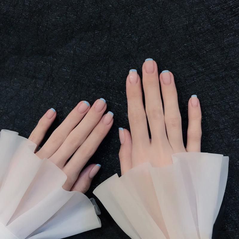 Simple French Short Style Designs Natural False Nails