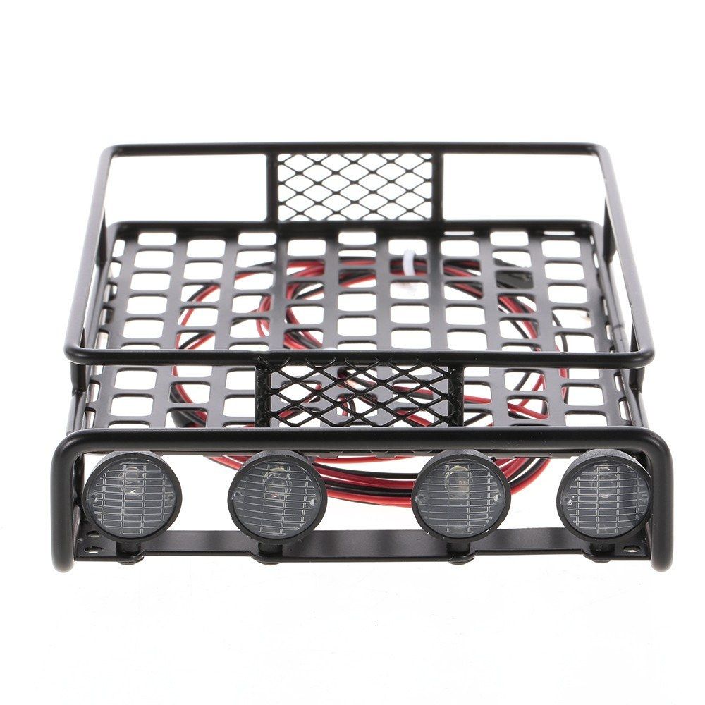 Roof Rack Luggage Carrier With Light Bar For 1/10 RC Crawler