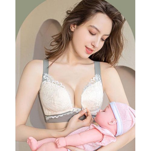 2PCS Breathable Comfortable Soft Lace Seamless Nursing Bra For Breastfeeding