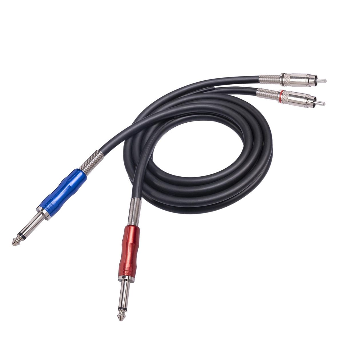 Stereo Adapter Cable 6.35mm Male to 2 Male Adapter Cable Black