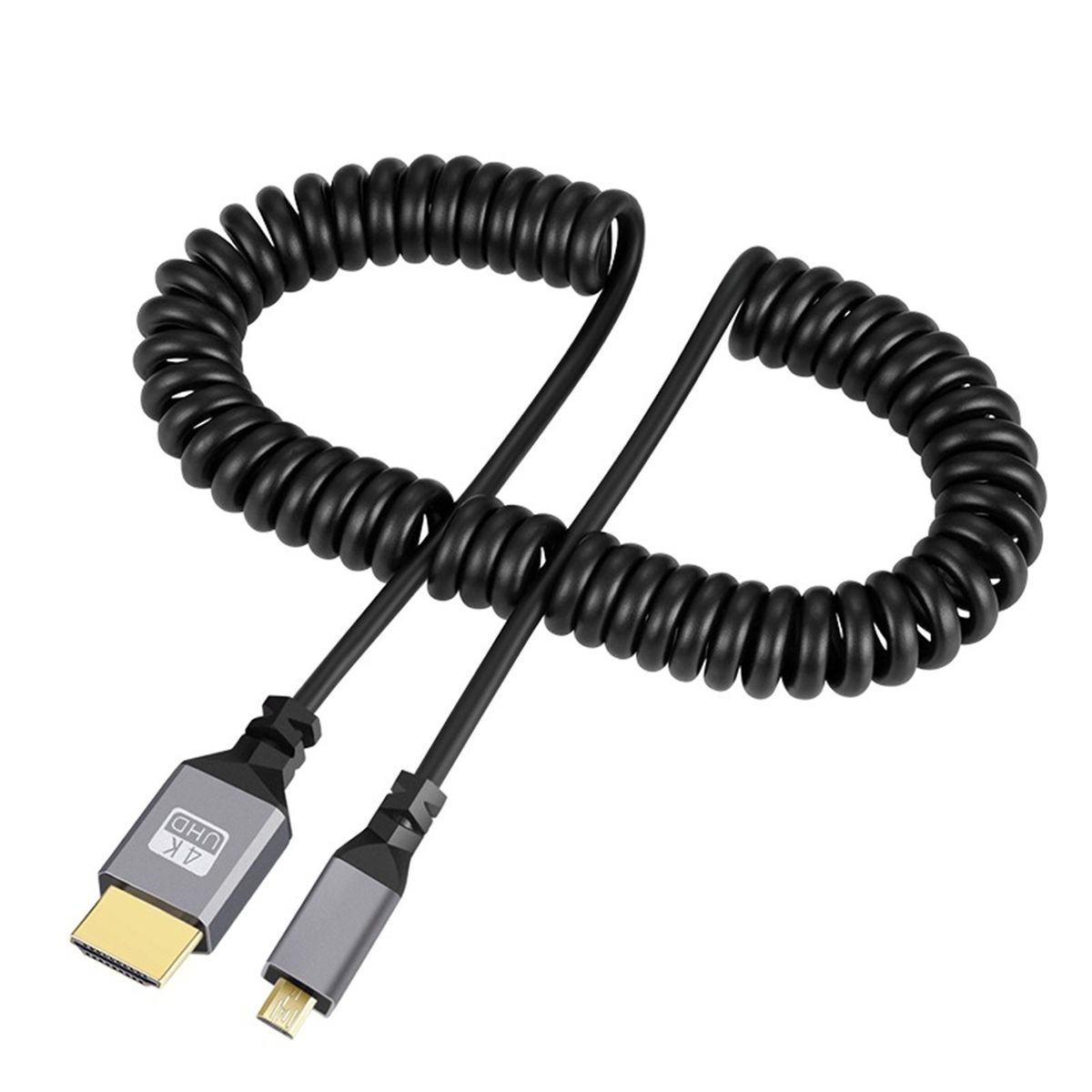 Theater-quality Sound Cable Hd Micro Hdmi to Hdmi 48gbps Retractable Black