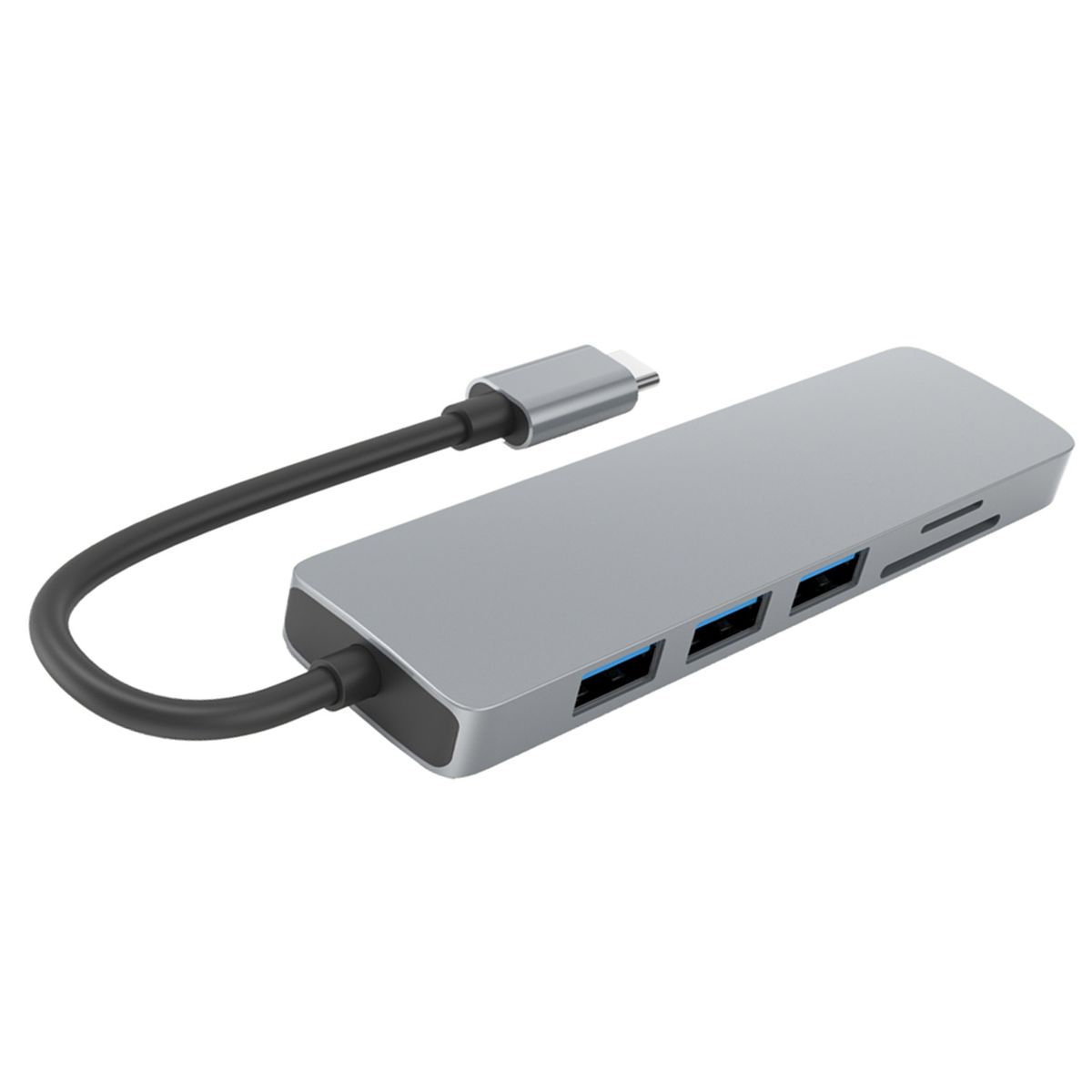 6in1 4K Type C To HDMI-compatible USB3.0 Micro-SD TF-Grey