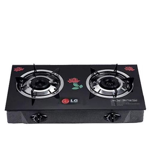 Table Top Glass Double Burner Gas Cooker - Auto Ignition