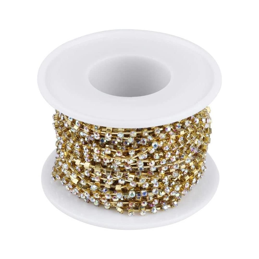 1 Roll Rhine Chain Gold/Silver Crystal Chain DIY