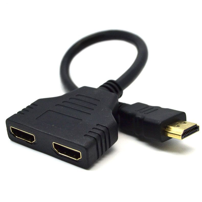 HDMI Male To 2 HDMI Female 1 In 2 Out Splitter Black Cable A