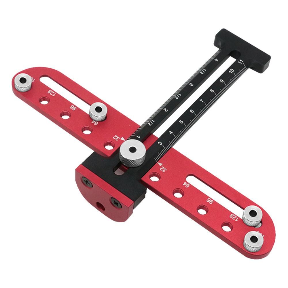 Woodworking Hole Pitch Punch Locator Aluminum Alloy Drawer Cabinet Door Handle Hole Drill Guide Hardware Template Tool