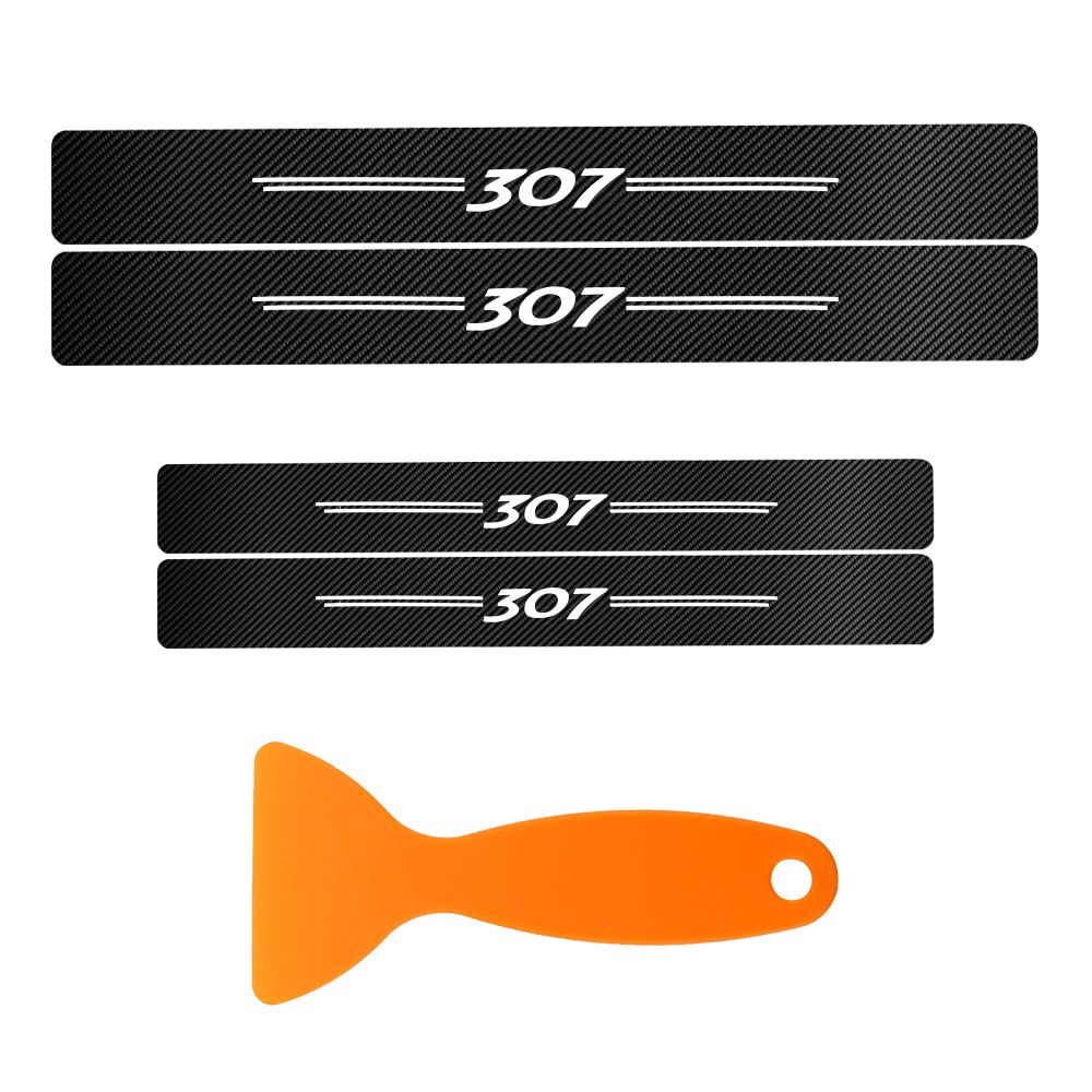 4PCS Car Door Sill Scuff Plate Decor Sticker For Peugeot