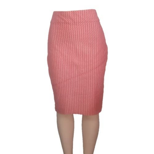 Chevron Patterned Pencil Skirt-Red