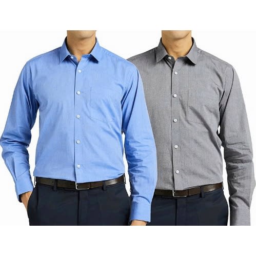 Men's Formal Dress Shirt - 2pieces - Blue & Grey