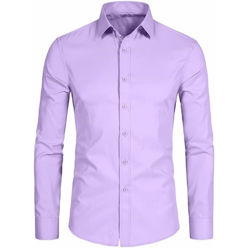 Men's Formal Shirt With Matching Tie  - Lilac And Black