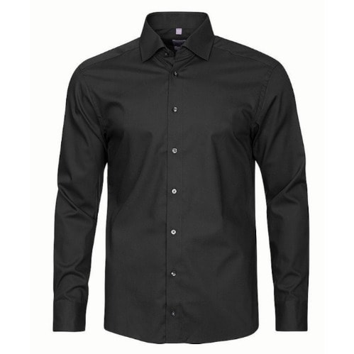 Men's Formal Shirt With Matching Tie  - Black And Dotted Black