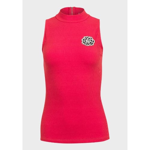 Women Sleeveless High neck Top/Blouse-Red