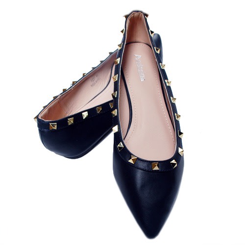 Stones Studied Ladies Black Leather Shoe