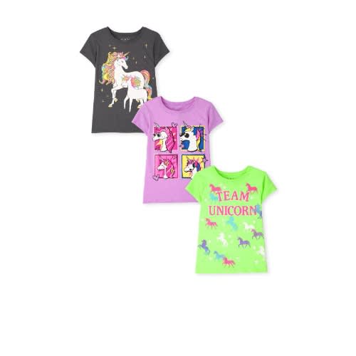 3 In 1 Girls Glitters Team Unicorn Graphic Top