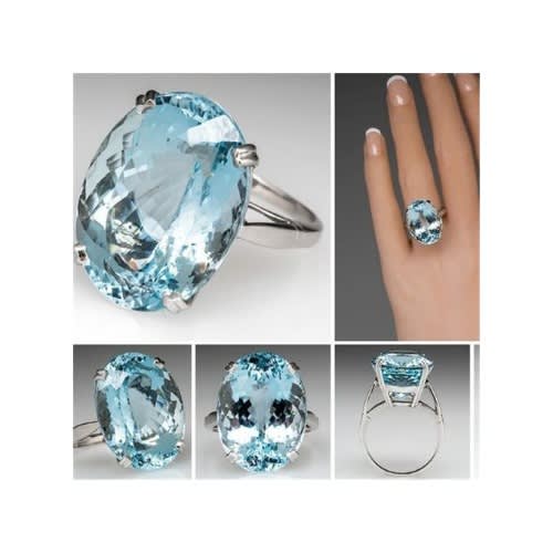 Women Big Blue Stone Fashion Ring