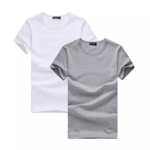 Plain Unisex  Round Neck Polo Tees  -Grey/white