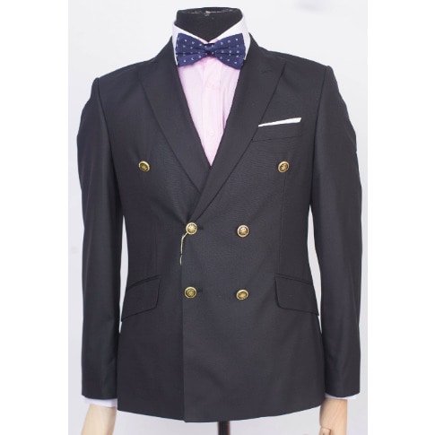 Double Breasted 2 Piece Suit - Black