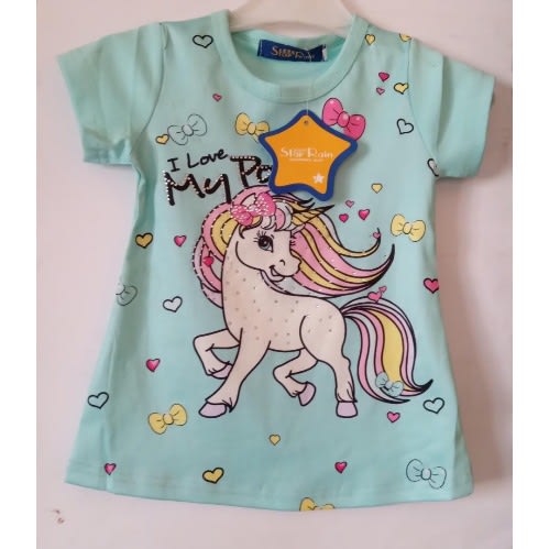 Star Rain Girls Short Sleeve T-shirt - Mint Green