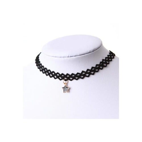 Star Choker Necklace - Black