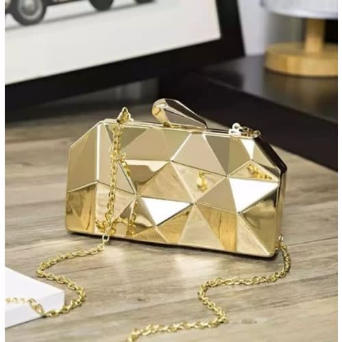 Metallic Clutch Purse - Gold - 6 X 4 Inches