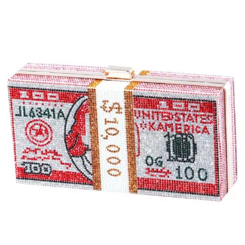 Dollar Scripted Clutch Purse- Red