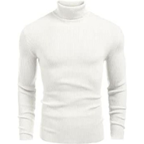 Unisex Long Sleeve Turtleneck T-shirt - White