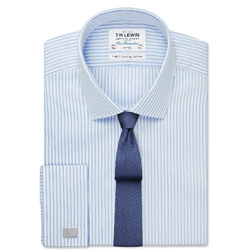 Fitted Poplin Stripe Double Cuff Shirt